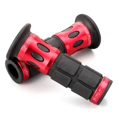 【即納】デイトナ(Daytona) PROGRIP(プログリップ) バイク用 グリップ ハンドル径φ22.2(原付)用 115mm スタンダードラバー エンド貫通 744タイプ アルミリング レッド 98100