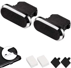 mini/iPod iPad/iPad などに適応 ライトニング Series 対応 iPhone 充電口 蓋 Apple カバーアルミニウム 防汚 保護キャップ プラグ 差し込み口 ダスト カバー Lightning (2ペア・ブラック)