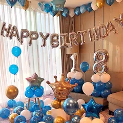 ブルー×ホワイト　バルーンセット  バースデー 　飾り付け　誕生日　風船 誕生日バルーン バースデーバルーン 誕生日飾り付け
