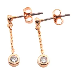 【B：ピンクゴールド × ピアス】[Cream dot. クリームドット公式] ピアス レディース チェーン 一粒 ビジュー ロング 揺れる 上品 大人 カジュアル オフィス 女性 結婚式 アクセサリー ギフト 