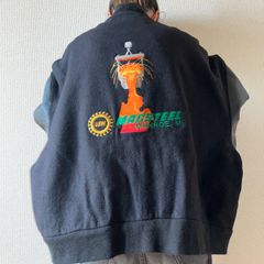 【20％OFFクーポン有】メンズ 古着 アメカジ　REED SPORTS WEAR レザー切替スタジャン オールブラック 袖革スタジャン アワードジャケット バーシティジャケット USA製 アメリカ製 オーバーサイズ ビッグサイズ