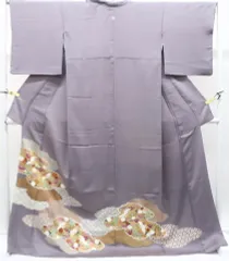 【一輝堂】【着物】 色留袖 一つ紋 金駒刺繍 雲取りに鶴文 訪問着仕立て 身丈約174.5cm 裄丈約65cm 25z06-3527