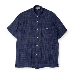 リネン混 mila schön Sports ミラショーン チェック 半袖シャツ 3/ネイビー メンズ ゴルフ