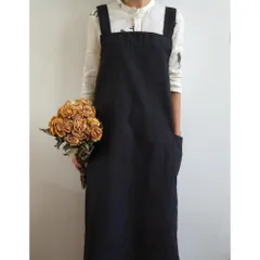 ☆ ブラック ☆ チュニックエプロン lyadaprn1 エプロン かぶるだけ チュニック おしゃれ ロングエプロン ワークエプロン カフェエプロン 保育士 ロング丈 メンズ レディース ワンピース シンプル 無地 花屋 お 尻 隠れる 黒 茶 赤