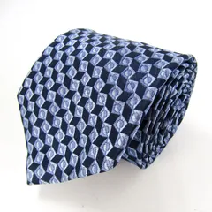 シャルル・ジョルダン ブランド ネクタイ ドット スクエア柄 格子柄 シルク PO メンズ ネイビー CHARLES JOURDAN 【中古】