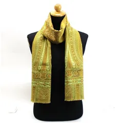 エトロ 大判ストール ウール シルク カーキ×マスタードイエロー