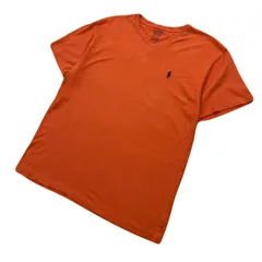 POLO RALPH LAUREN Tシャツ メンズ M オレンジ 【 Vネック 刺繍ポニーロゴ 】 橙色 半袖 ポロラルフローレン ●CF316