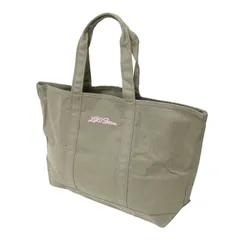 【美品】L.L.Bean エルエルビーン LEE バッグ カーキ ピンク | グローサリー トート / ショルダーバッグ | 肩掛け ロゴ 刺繍 キャンバス コットン | ブランド コラボ カバン【レディース】【中古】