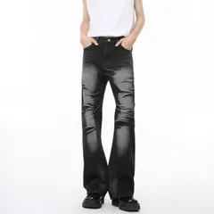 春 コーデ メンズ 用 服 シンプル ファッション オシャレ 大人 かっこいい 紳士服 ウォーター リップル ジーンズ ユニセックス スリム フレアパンツ