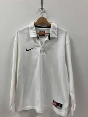 NIKE  ナイキ 長袖ポロシャツ ラガーシャツ 90s ロゴ入り ホワイト サイズM 綿100% 中国製 TEAM SPORTS