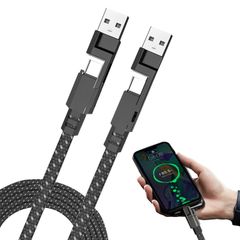 【数量限定】急速充電 急速充電 PD データ同期 type-c充電ケーブル usb 高耐久ナイロン編み ケーブル 最大対応60W 多機種対応（ブラック） 1.5M 4in1充電ケーブル