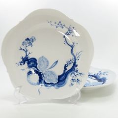 マイセン プレート■ブルーオーキッド ディナープレート 25.5cm 洋食器 大皿 蘭 2枚セット 1級品 Meissen