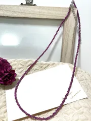 ルビー　AA+ ラウンドカット2mm ネックレス　天然石