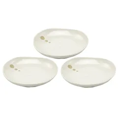 美濃焼 軽量 プレート 取り皿 深め 3枚セット ドット 白 約直径16.5×高さ3.2cm 食器セット 陶器 電子レンジ 食洗機対応 日本製 139704(3) 0
