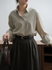ストライプ 長袖 大人気 シャツ 上着 トップス エレガント