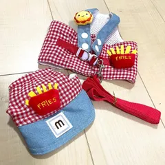 可愛い　犬　猫　ペット用　ハーネス　リード　帽子セット　ポテト　 Mサイズ