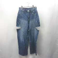 ◇ Θ Re:EDIT リエディ ダメージ、破れ加工 デニムパンツ サイズSC ブルー系 レディース E  【1410290039052】