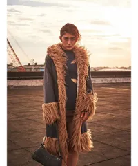 ファー付き ロングコート GREEN/NAVY/BLACK 新品 定価39,600円