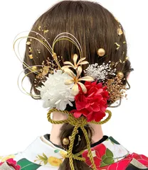 【新着商品】[JZOON] 成人式 髪飾り【9色展開】 七五三 造花 ドライフラワー 水引き 小花モチーフ 和装 金箔 ゴールド ヘッドドレス ヘアアクセサリー 入学式 振袖 卒業式 着物 袴 浴衣 ブライダル ウエディング 発表会 LQ1050