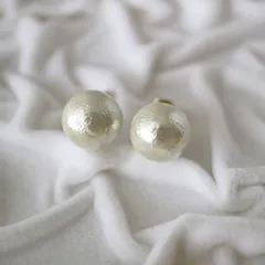 【14kgf】上品コットンパール10mm 一粒ピアス 　国産　正規品　ハンドメイド