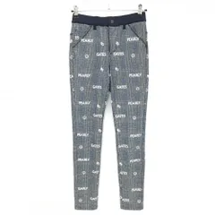 【超美品】パーリーゲイツ パンツ 黒×白×ブルー ニコちゃん チェック 裏起毛 スマイル  レディース 00(XS) ゴルフウェア PEARLY GATES