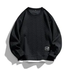 ブラック_M [Lalagen] トレーナー メンズ 長袖 丸襟 大きいサイズ パーカー プルオーバー スウェット カジュアル ロングtシャツ 春秋冬 服 ゆったり 男女兼用 M3XL (M, ブラック)