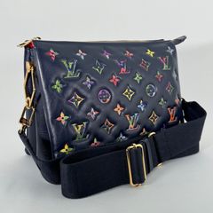 LOUIS VUITTONルイヴィトンクッサンPMショルダーバッグM21353ネイビー花柄ラムスキン2022AW