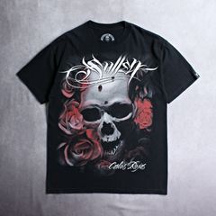 【SULLEN ART COLLECTIVE】タトゥスタイル フェードブラック USA製 Tシャツ Lサイズ ドクロ スカル