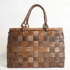 98999 山胡桃木 籠 バッグ かご 男女兼用 やまくるみ オリジナル新商品 市松編み 籠 やまぶどう 山ぶどう 山葡萄 カゴバッグ　手作り