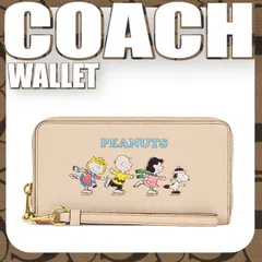 COACH x スヌーピー CF219 IMOQY ストラップ付ラウンド長財布