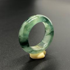 【希少】ミャンマー産　本翡翠　グラス質　くりぬき　リング　#12　美品　男女兼用　国内鑑別書付き