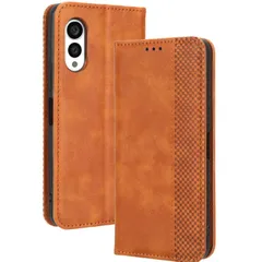 arrows N ケース 手帳 F-51C アローズn チェック柄 合革 レトロ 手帳 ケース 【Color】 キャメルのサムネイル