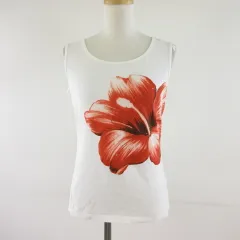 ハナエモリ HANAE MORI PRIMATTIVO カットソー ノースリーブ 花柄 ラインストーン 白 M *T511のサムネイル