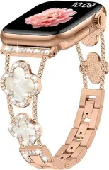 【在庫処分】Sixmoat バンドコンパチブル Apple Watch バンド レディース 38mm 40mm 41mm 42mm 44mm 45mm 46mm 49mm キラキラブレスレット デザイナー ドレッシー クローバー iWatch シリーズ