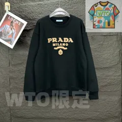 【本日限定特価】PRADA メンズ＆レディース スウェットシャツ ロゴプリント ブラック/ホワイト XS-L [本日特価|新品未使用品]-WTO輸入1-QJ15
