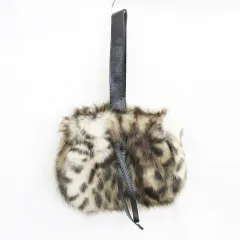 ヘレンムーア helen moore ハンドバッグ ファーバッグ 巾着 フェイクファー ワンハンドル アニマル柄 ブラウン