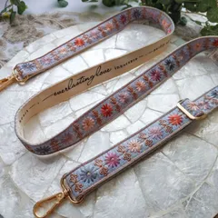 No.275 (くすみブルー・幅2.5㎝)『インド刺繍ショルダーストラップ』　スマホストラップ　スマホショルダー　バッグショルダー　ネックストラップ　インド刺繍アクセサリー