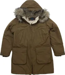 LANDS END ☆ ランズエンド 中綿 ジャケット ファー フード ブラウン メンズ XS 秋冬 アウトドア 大人カジュアル アメカジ 古着■DM105のサムネイル