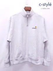 T465 [人気] carhartt カーハート ハーフジップスウェット M グレー HALF ZIP AMERICAN SCRIPT SWEAT | T★
