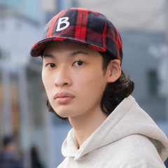 チェック　アンパイアキャップ   Bキャップ    帽子　ツバが短いキャップ