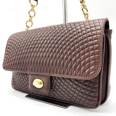 ✨良品✨ BALLY バリー ショルダーバッグ トートバッグ フラップ ターンロック キルティング ロゴ型押し ゴールド金具 ゴールドチェーン 肩掛け 斜め掛け ラムレザー レディース ブラウン 茶色