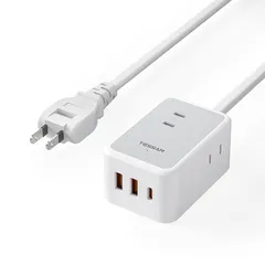 【新着商品】延長コード 2m 急速充電 PD 20W 電源タップ usb たこあしコンセント type-c たいぷしー充電器 テーブルタップ TESSAN 3ACコンセント 2type-Aと1タイプCポートタコ足配線 マルチ 旅行 電源コード
