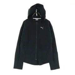 美品 PUMA プーマ 長袖 スウェットパーカー S ブラック ジップポケット メンズ 古着