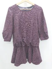 ◇ ⊇ Another Edition アナザーエディション 七分袖 ミニ チュニックワンピース ネイビー ピンク系 レディース P  【1409090014611】