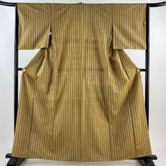 ぜんまい紬 横にくず糸の織柄 上品 正絹 AK-4211 新品 単衣 縦縞 着物“想いを綴って絣を紡ぎ風の軌跡に縞を引く