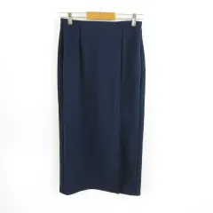 ジーユー GU カットソーナローミディスカート ストレッチ 紺 M *T17