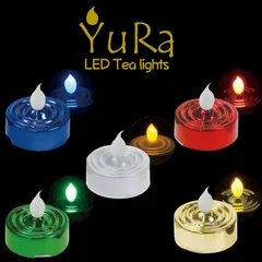 YuRa　LED キャンドルライト　1個　パール　グリーン　ブルー　レッド　安全