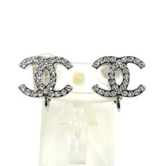 CHANEL シャネル メタル ココマーク ラインストーン イヤリング ABF152 8.8g レディース 中古 美品