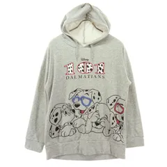 Disney ディズニー プリント 長袖 パーカー L グレー 101匹わんちゃん レディース 古着