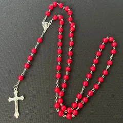 N017-j ロザリオ ネックレス ペンダント メンズ レディース ユニセックス ロング 十字架 クロス ビーズ 聖母マリア シンプル アクセサリー おしゃれ お洒落 かっこいい ロザリー Y字 男性 女性 新品 首飾り アクセント 上品 スタイリッシュ